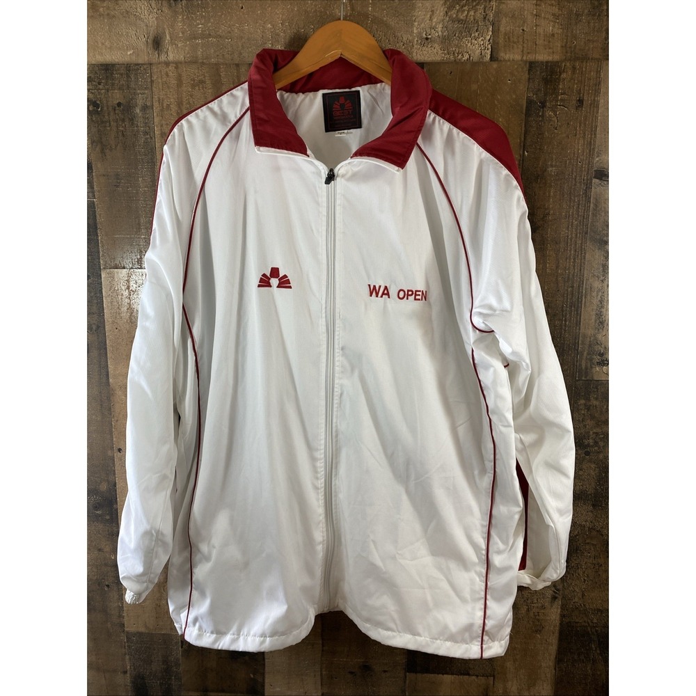 Vintage Best Sang Moo Sa Tae Kwon Do Open Windbreaker Men Sz 4 Large White Red